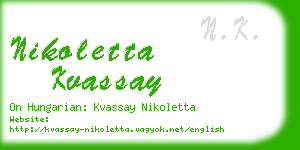 nikoletta kvassay business card